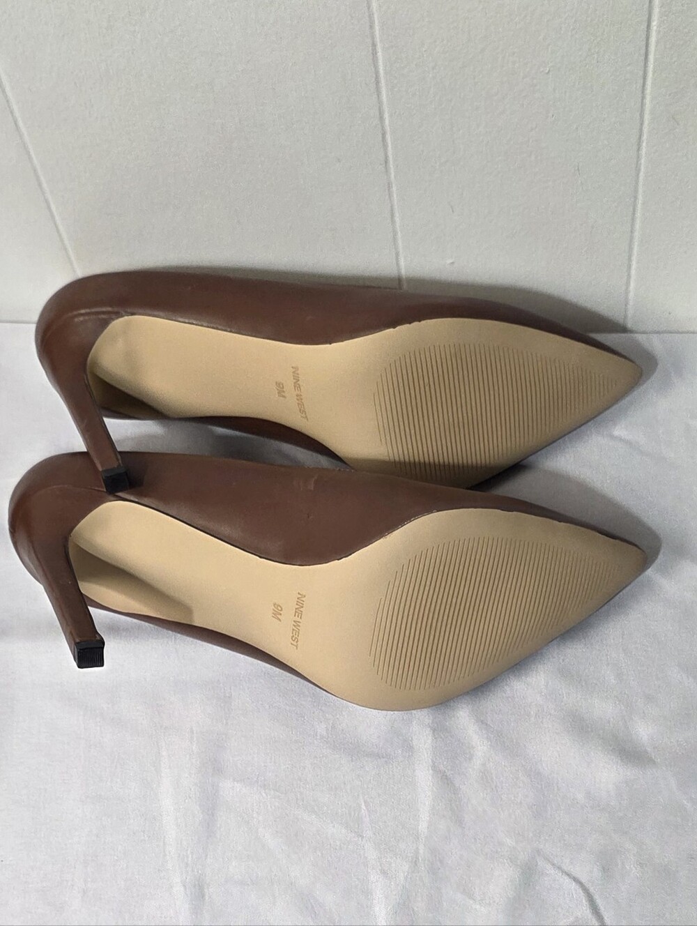 Nine West Tatiana Brown Pointed-Toe Leather Stiletto Pump Size 9 New In Box - Picture 9 of 12